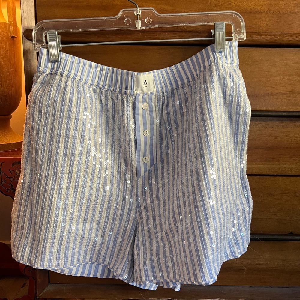 Anthropologie Sequin Blue Boxer Short S